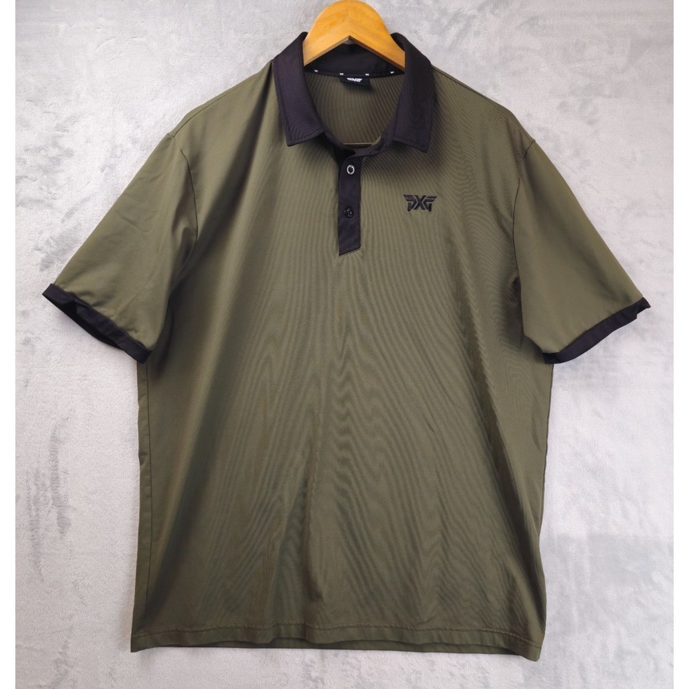 PXG Carvico Polo Shirt Mens Large Green Short Sleeve Performance Golf